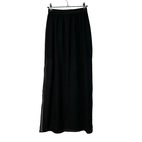 H&M Divided Black Chiffon Mini Skirt Lined Maxi Skirt 4 - Picture 2 of 3